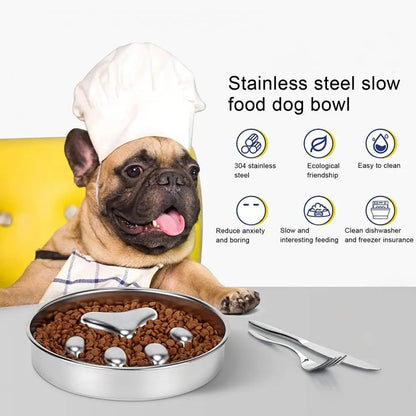 Dog Bowl to Slow Eating - Stainless Steel Slow Feeder